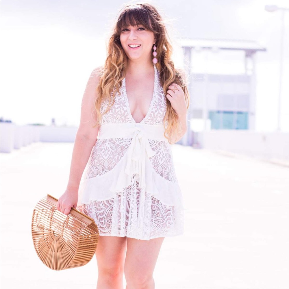 For Love & Lemons White Lace Mini Dress